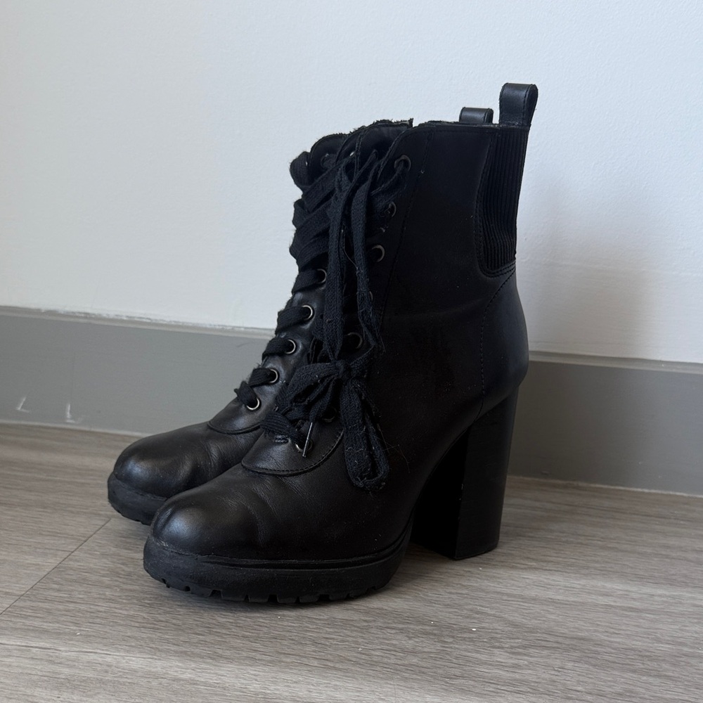 Steve Madden Black Lace-Up Boots